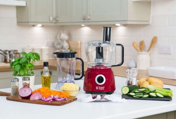 Кухненски робот Russell Hobbs Desire 24730-56, 600W, 2.5 l, 2 диска, Функция Pulse, Червен