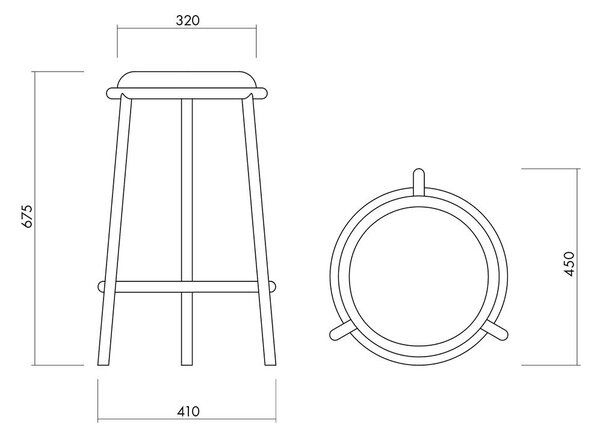 Бордо метален бар стол (височина на седалката 68 cm) Hogo – noo.ma