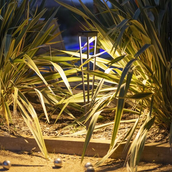 Les Jardins LED соларно фенерче Tinka, сиво, 90 см, шип за земята, Затъмняване, Сив, Метал, Прожектор на открито / забиване в земята