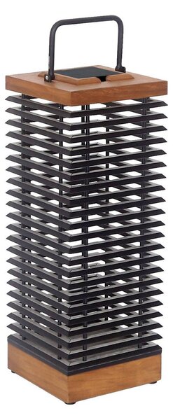 Les Jardins LED соларен фенер Tekura, тиково/сиво, 66 cm, Затъмняване, Дърво, Дървесина, Фенер