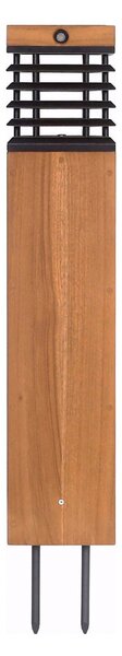 Les Jardins LED слънчева пътека Tekura, тиково/сиво, 75 cm, Затъмняване, Дърво, Дървесина, Боларди / пътеки за открито