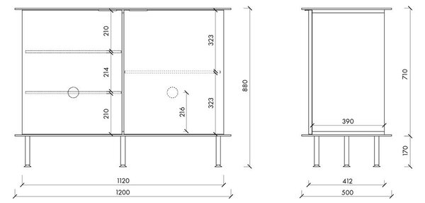 Тъмносин скрин с отвор за кабели 120x88x50 cm Suumo – noo.ma