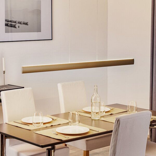 Knapstein LED висящо осветление Runa, бронз, дължина 132 cm, Затъмняване, Бронзов / античен месинг, Дневна/трапезария, Метал, Модерен