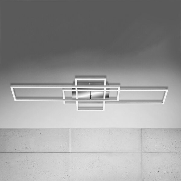 Briloner Таванна лампа Frame rectangular 3light CCT aluminium, Затъмняване, Металик, Дневна/трапезария, Метал, Модерен, Таван с много пламъци