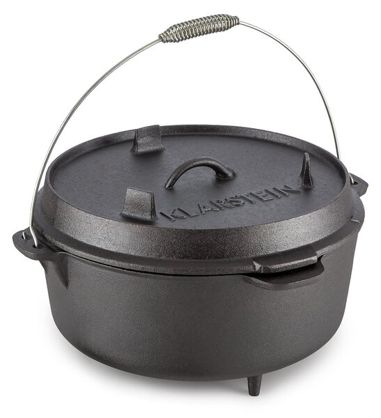 Klarstein HOTROD 145 холандска фурна BBQ съд 12 QT / 11.4 литрa излято желязо черна