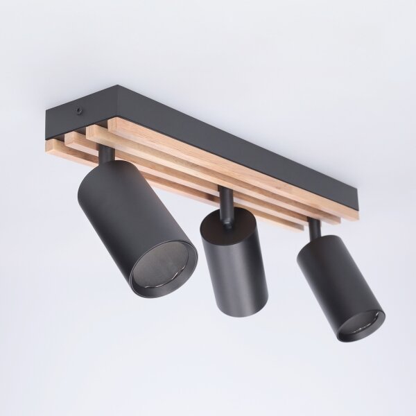 Brilagi - Точково осветително тяло SELE WOOD ACOUSTIC 3xGU10/30W/230V черно/дърво
