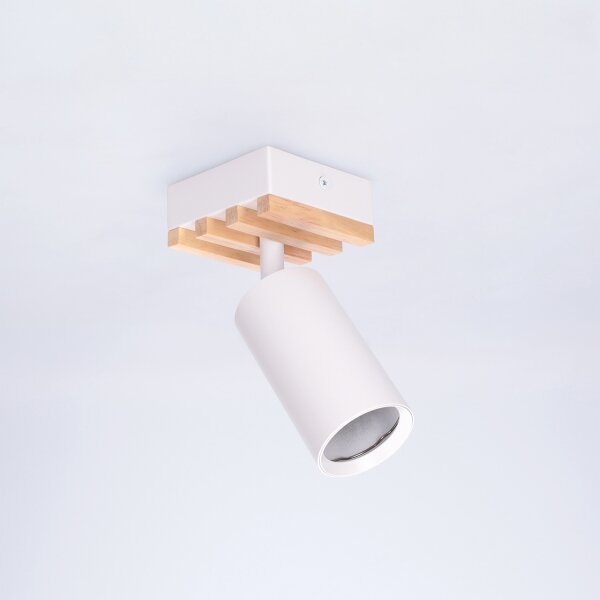 Brilagi - Точково осветително тяло SELE WOOD 1xGU10/30W/230V бяло/дърво