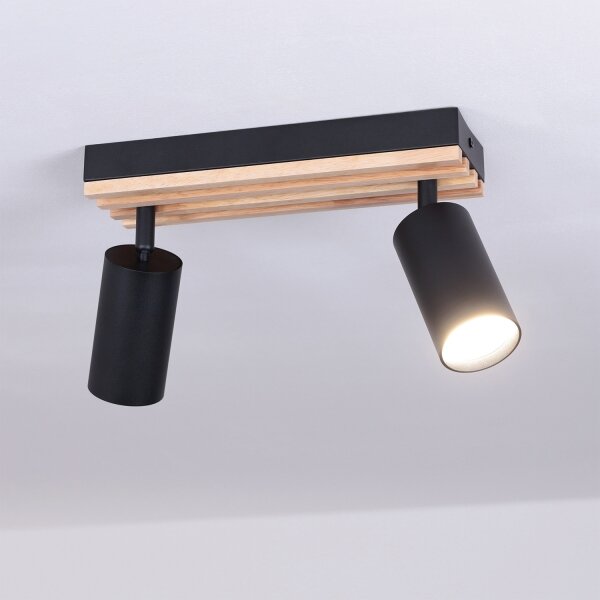 Brilagi - Точково осветително тяло SELE WOOD 2xGU10/30W/230V черно/дърво