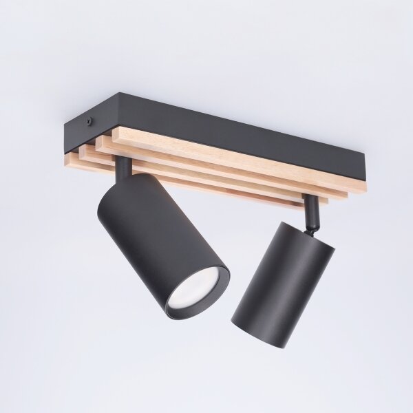 Brilagi - Точково осветително тяло SELE WOOD 2xGU10/30W/230V черно/дърво