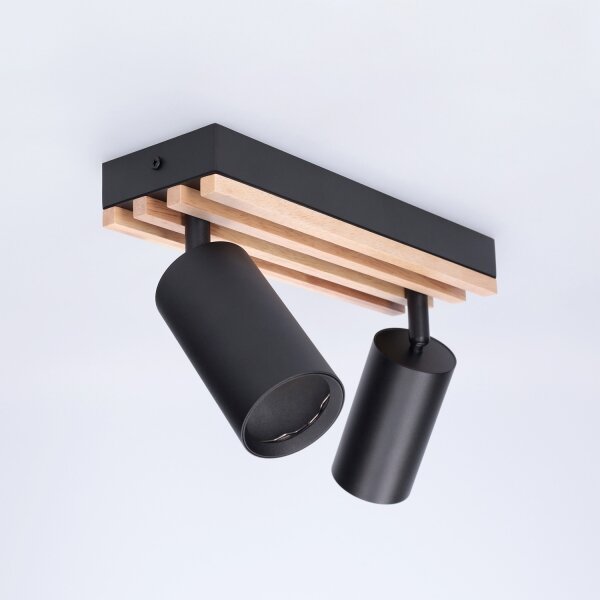 Brilagi - Точково осветително тяло SELE WOOD 2xGU10/30W/230V черно/дърво