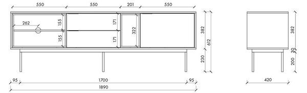 Сиво-бежова маса за телевизор 189x61x42 cm Mod – noo.ma