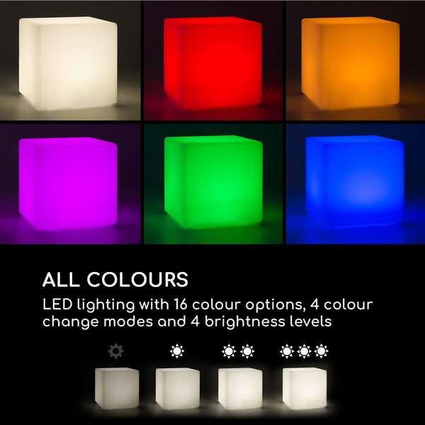 Blumfeldt Shinecube XL, светещ куб, 40 x 40 x 40 cм, 16 LED цвята, 4 режима на светлина, бял