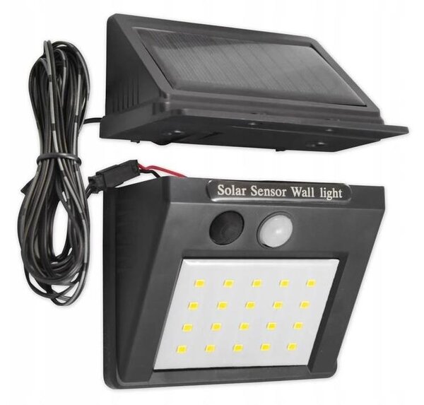 LED соларно стенно осветително тяло със сензор и външен панел LED/0,55W/3,7V IP44