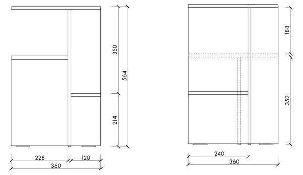 Нощно шкафче от декор от дъб с рафтове в естествен цвят Atik – noo.ma