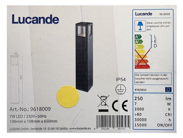 Lucande - LED Екстериорна лампа NICOLA LED/7W/230V IP54