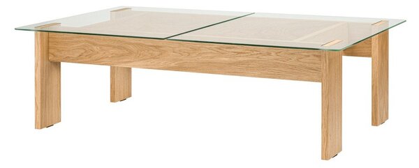 Масичка за кафе със стъклен плот в естествен цвят 86x132 cm Naiko – noo.ma