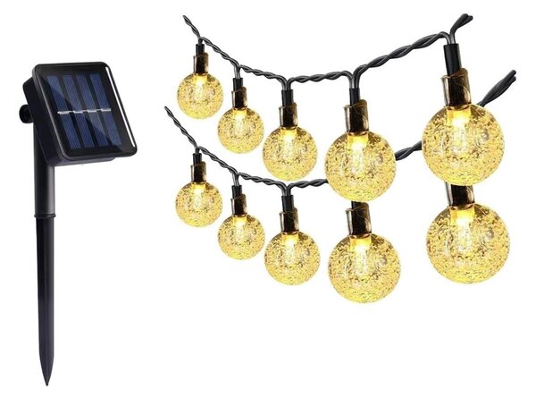 LED соларен гирлянд 30xLED/0,12W/1,2V 1xAA 3000K IP44 400 mAh