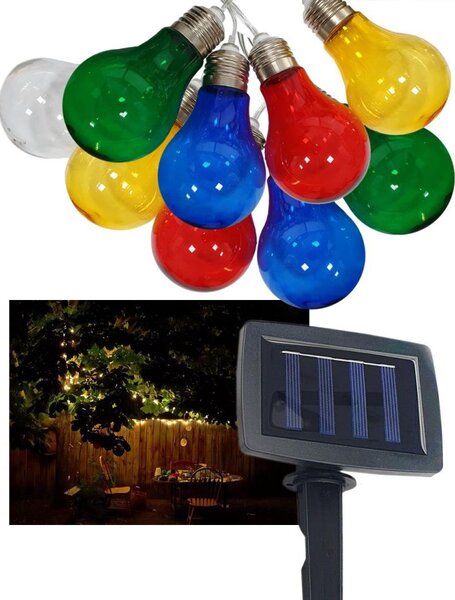 LED соларен външен гирлянд 10xLED/1,2V 300mAh 2,2m IP44 мултицветен