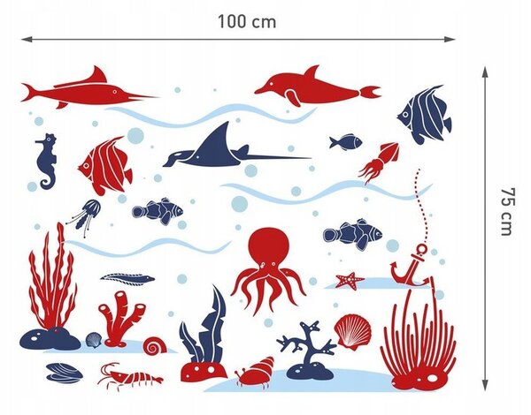 Стикери за стена Подводен свят 100 х 75 см