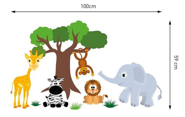 Красив стикер за стена Очарователни животни 100 х 59 см