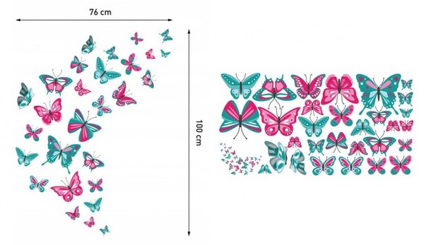 Декоративен стикер за стена Пеперуди 76 x 100 cm