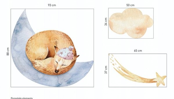 Детски стикер за стена със спяща лисица 88 х 93 см