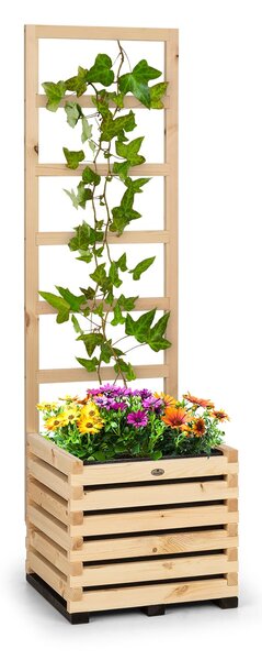 Blumfeldt Modu Grow 50, комплект повдигната цветна леха и решетка, 50 x 151 x 45 см, борова дървесина, фолио с въздушни балончета