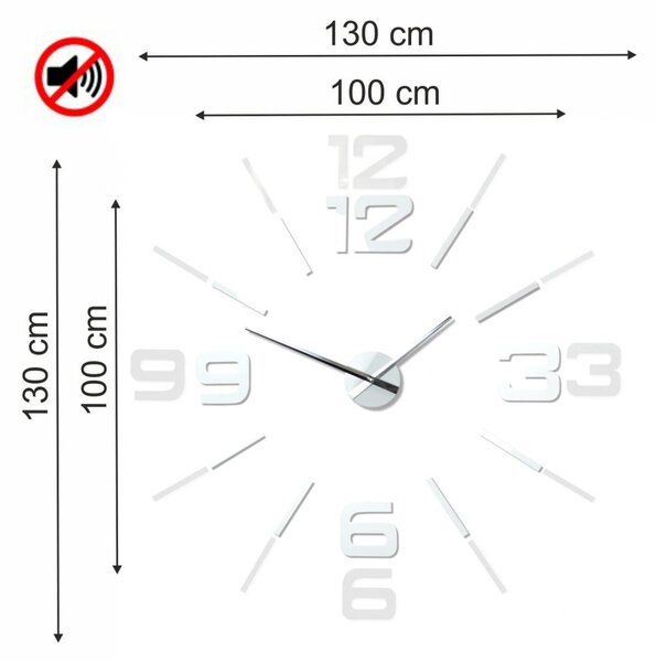 Голям бял лепящ часовник, 130 см
