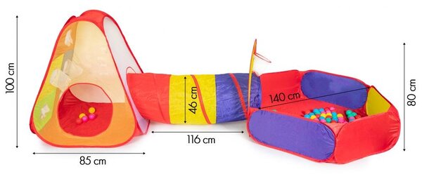 Детска площадка с шатра, сух басейн + 100 топки