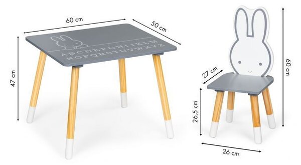 Симпатична детска маса с две столчета със зайчета