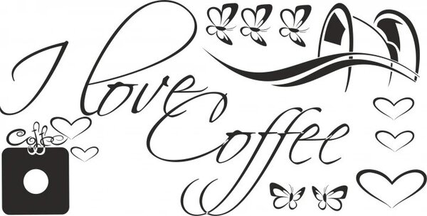 Стикер за стена с текст I LOVE COFFEE 50 x 100 cm