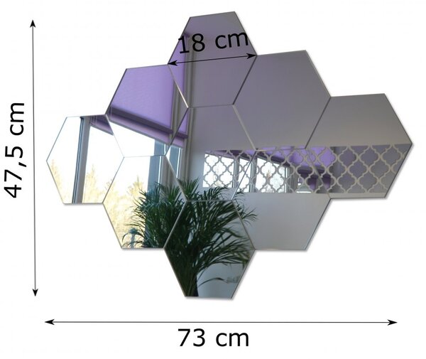 Декоративно огледало за стена, комплект от шестоъгълници