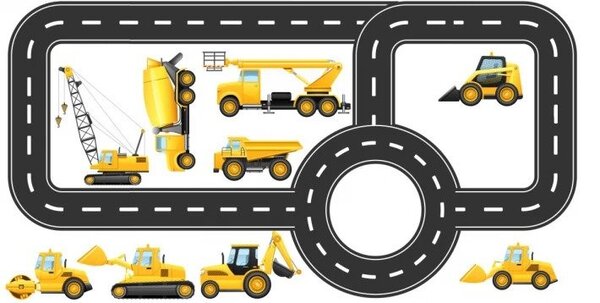 Стикер за стена с мотив от автомобилна писта за работни превозни средства 50 x 100 cm