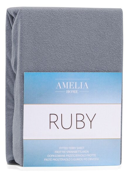 Сив еластичен чаршаф от тери 180x200 cm Ruby – Restilo