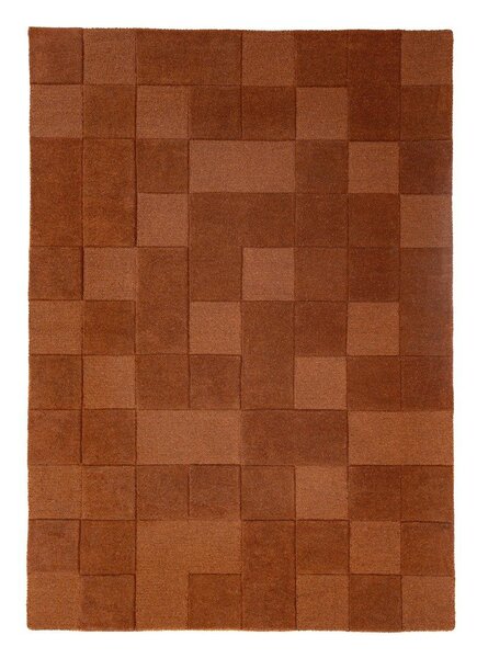 Теракотен ръчно изработен вълнен килим 120x170 cm Checkerboard – Flair Rugs