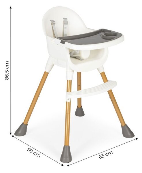 Детски стол за хранене за хранене в бяло