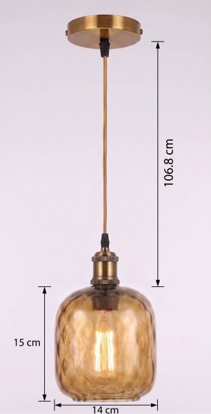 BRILAGI - LED полилей на кабел RETRO GLASS 1xE27/60W/230V pr.14cm злато/опушено кафяво