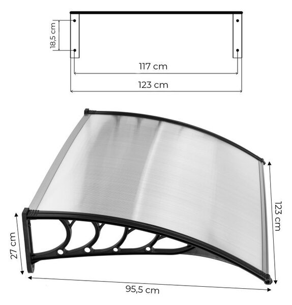 Навес над вратата 120 x 100 cm - поликарбонат