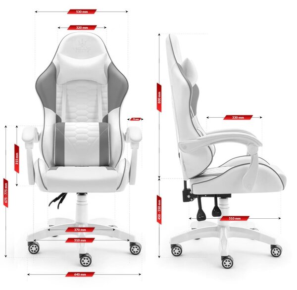 Геймърски стол HC-1000 Сиво-бял