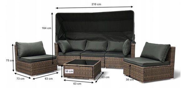 Модулни ратанови мебели с абажур в кафяво