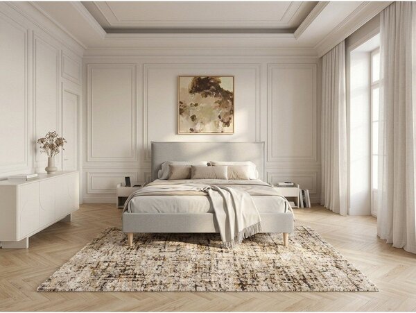Светлосиво тапицирано двойно легло с решетка 160x200 cm Sary - Bobochic Paris
