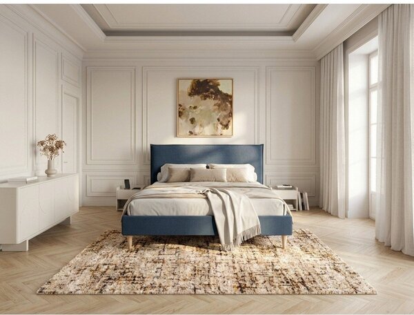 Синьо тапицирано двойно легло с решетка 160x200 cm Sary - Bobochic Paris