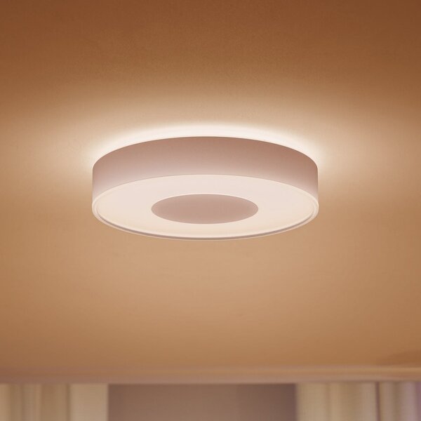 Philips Hue Infuse LED таванска лампа, с регулируема яркост, 38,1 cm, бяла, Затъмняване, Бял, Дневна/трапезария, Метал, Модерен