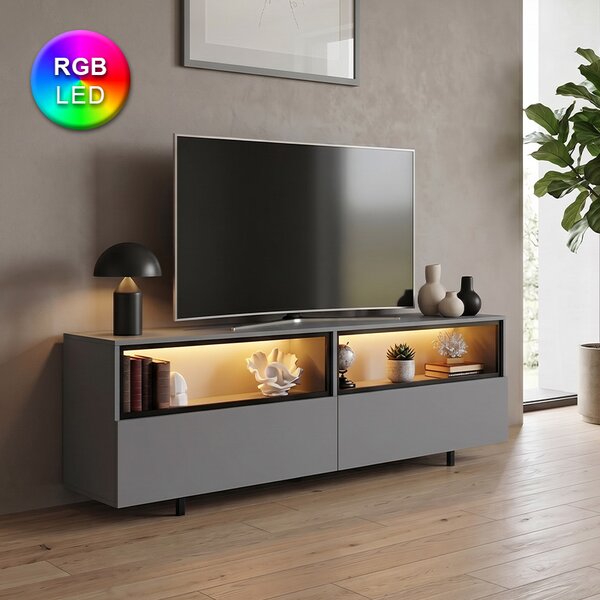 Eco TopMebel меламинов ТВ шкаф с RGB LED в антрацит цвят 180x32x67cm