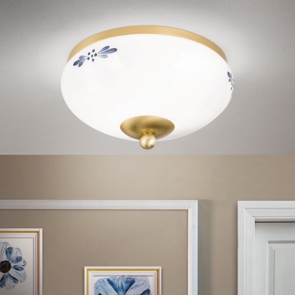 Orion - Плафон LANDHAUS 1xE27/60W/230V Ø 21 cm месинг/бяло/синьо