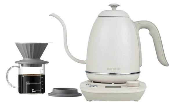 Електрическа кана Gooseneck BUYDEEM K821, 1000W, 0.8 л, Поддърждане на топло, NTC сензорна технология, LCD, Бял