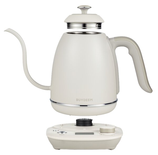 Електрическа кана Gooseneck BUYDEEM K821, 1000W, 0.8 л, Поддърждане на топло, NTC сензорна технология, LCD, Бял