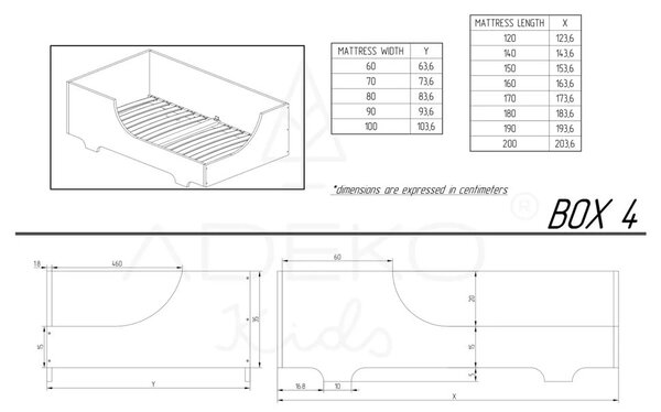 Детско легло от борова дървесина BOX 4, 90 x 160 cm Mila Box 4 - Adeko