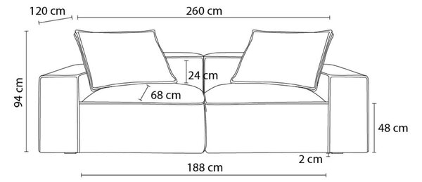 Светлосив диван от изкуствена кожа 260 cm Boheme – Bobochic Paris