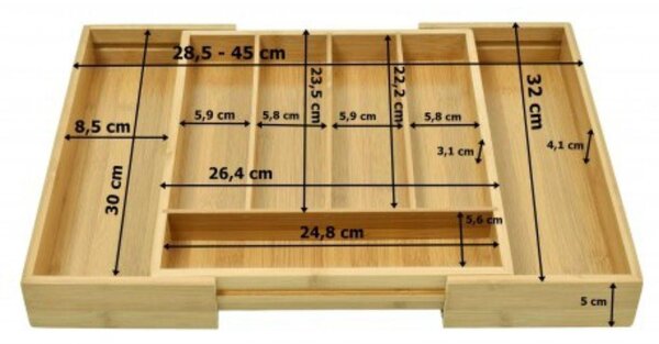 Бамбуков органайзер за прибори, уголемяващ се